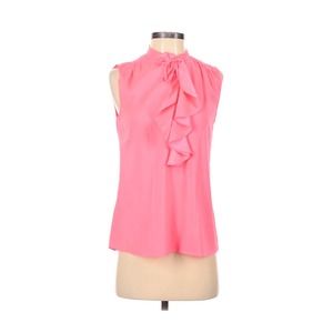 Ann Taylor Keyhole Neck Ruffle Front Sleeveless Blouse Sz XS